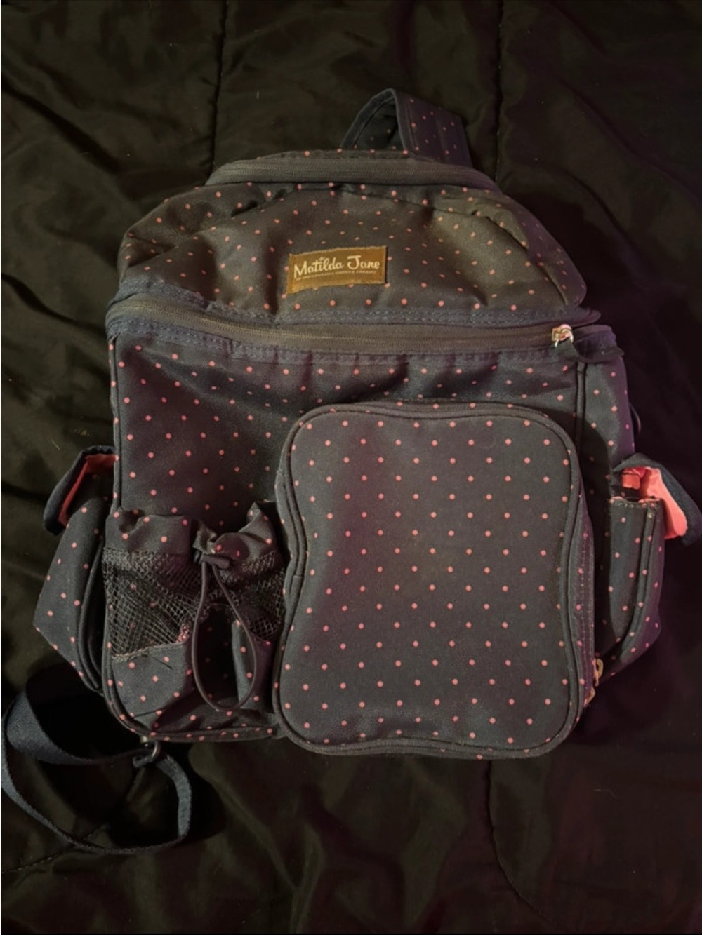Matilda Jane Navy with Pink Polka Dot Backpack